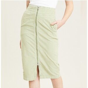 We The Free I‎ Want It All Corduroy Skirt Full Zip Front High Waist Pencil Moss